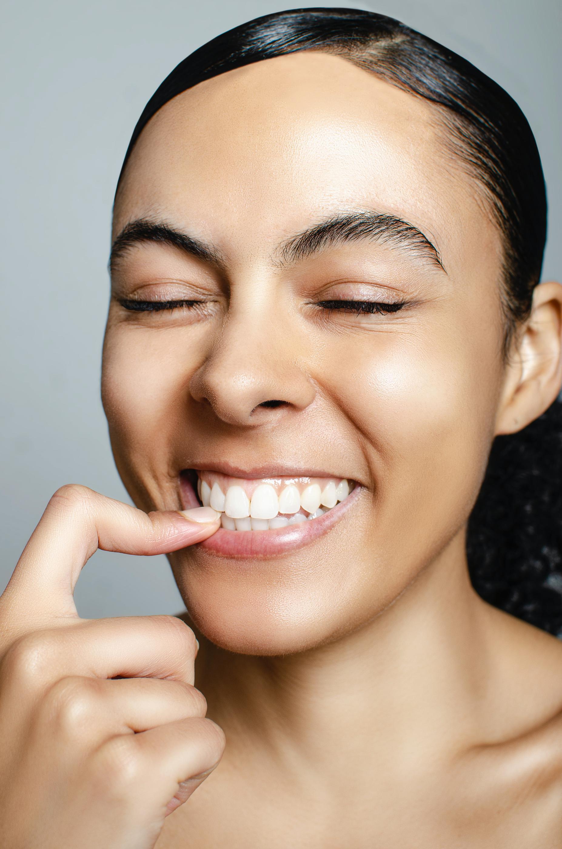 Close up of girl with white teeth